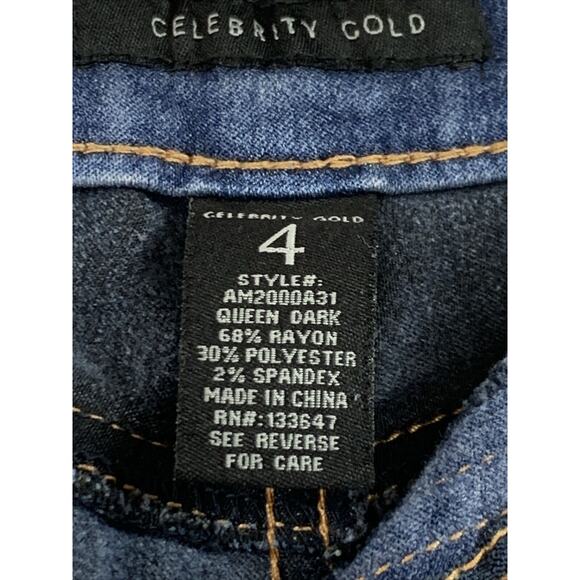Celebrity Gold Jeans Womens 4 Blue Denim Stretch Straight Leg Ankle Rayon Blend - Picture 6 of 8